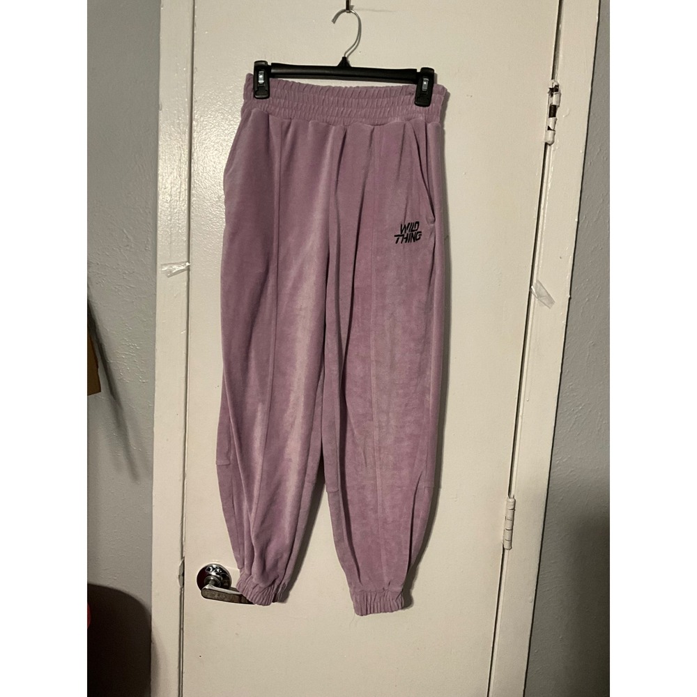 Bershka Wild Thing Lavender Velour Joggers Purple High Waisted Sweatpants Small
